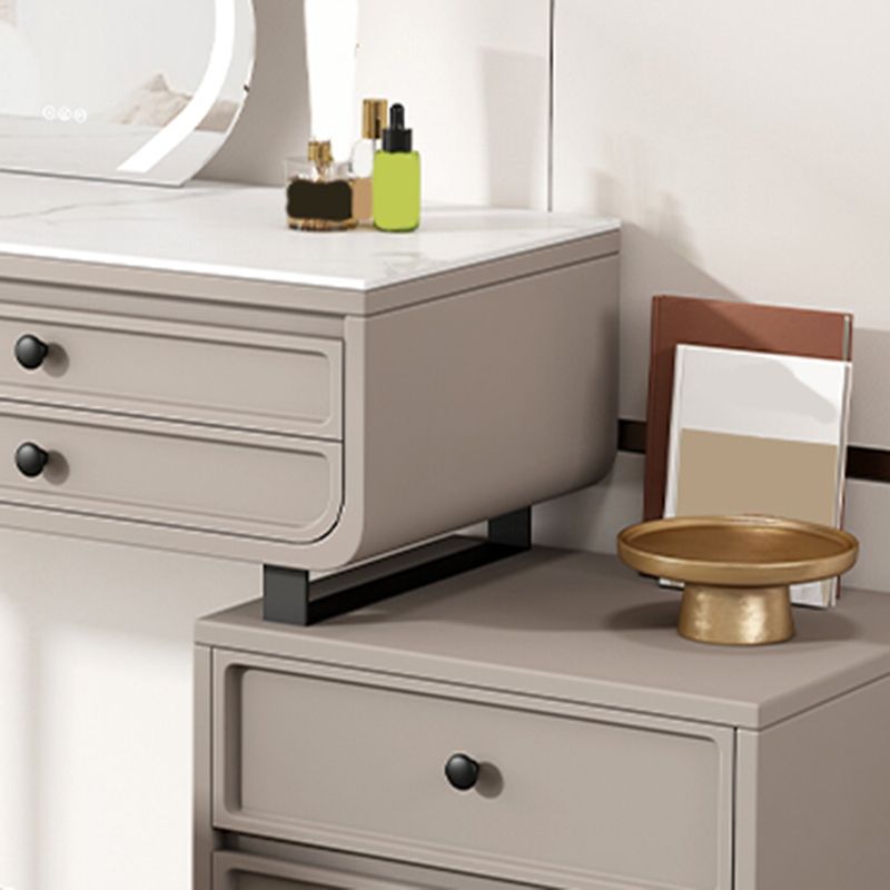 Glam Makeup Vanity Desk with Slate Top, Solid Wood Dressing Table