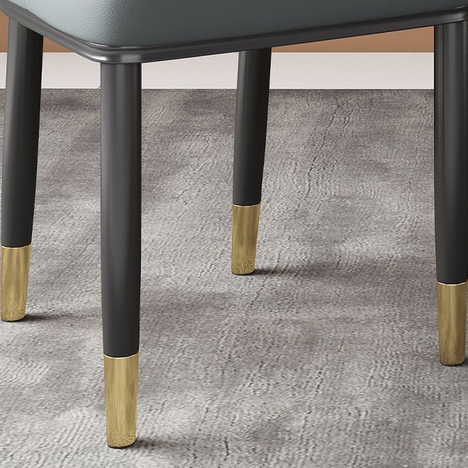 Silla auxiliar escandinava para el hogar, silla de comedor tapizada de metal con respaldo macizo (juego de 2)
