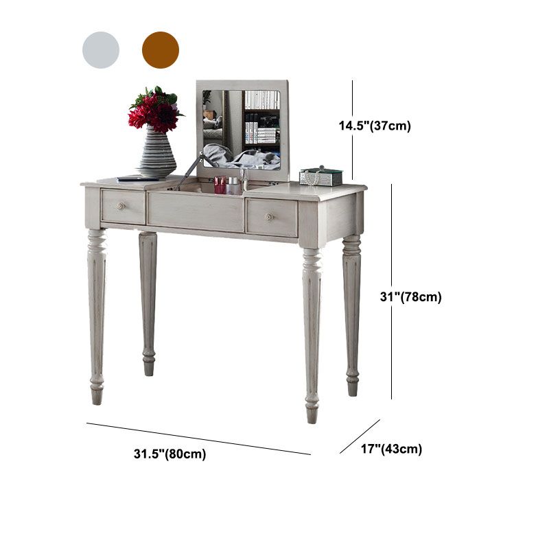 Traditional Vanity Dressing Table Solid Wood 2-Drawer Makeup Vanity Desk