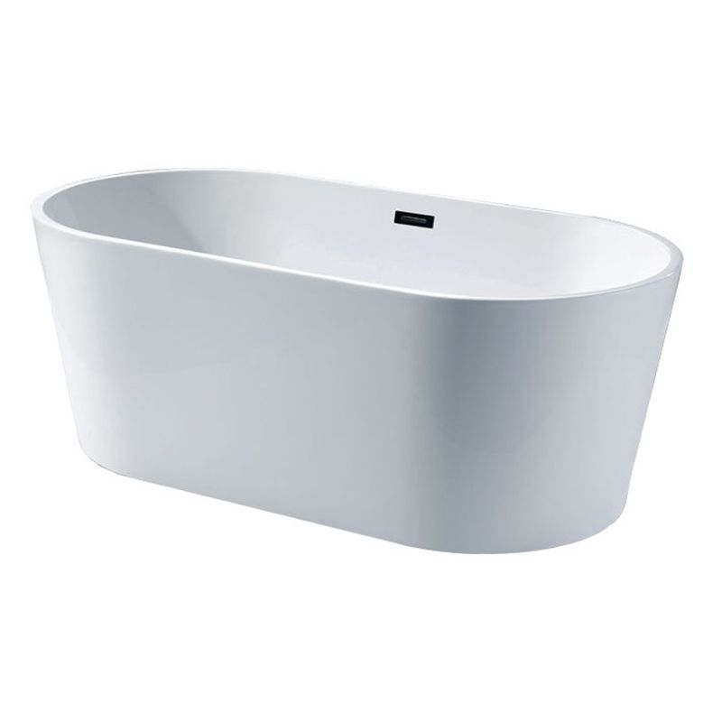 Modern Ellipse Acrylic Bathtub Back to Wall with Drain Bath Tub
