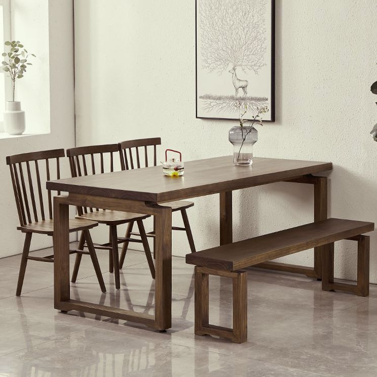 Vaste houten bruine tint tafel eenvoud Sled Base Tafel voor eetkamer