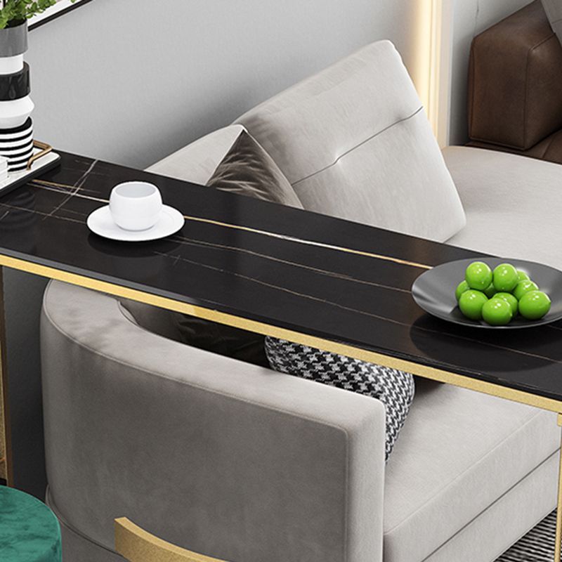 Modern Sintered Stone Bar Table Dining Table with Metal Base for Kitchen Living Room