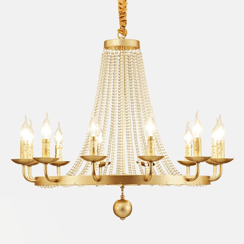 Metallkronleuchter Candelabra Retro -Decke Anhänger Licht mit ausgestattetem Kristallstrang