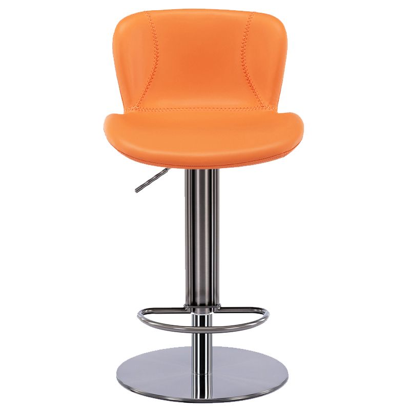 Contemporary Style Barstool Faux Leather Adjustable Height Bar Stool
