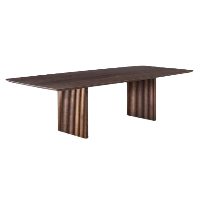 Rectangle Modern Dining Table White Fixed Table with Pinewood Solid Wood