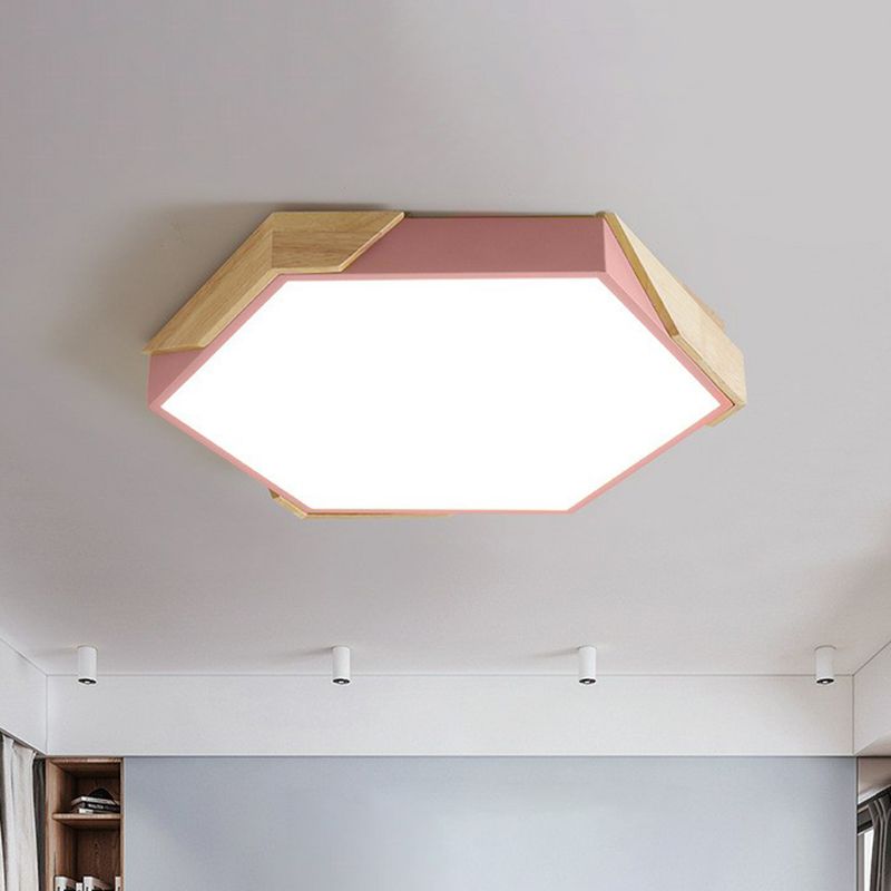 Acrylic Hexagon Shaped LED Flush Mount Lighting Nordic Style Flush Mount Ceiling Light for Bedroom