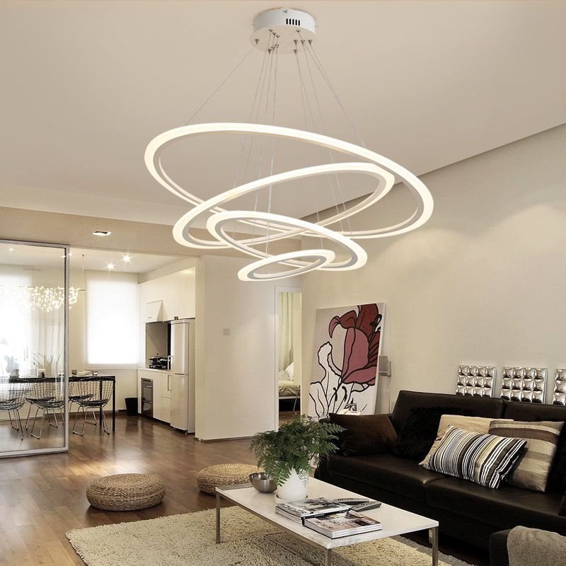 Moderne minimalisme -stijl LED hanger kroonluchter licht acryl hanger verlichting voor woonkamer