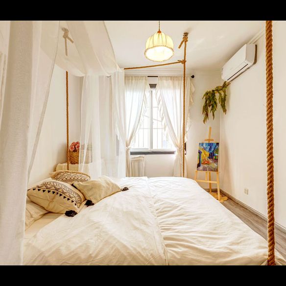BOLL Burlap Shade suspension suspendue tissu de style nordique 1 lumière suspendue Lumière pour salle à manger de chambre à coucher