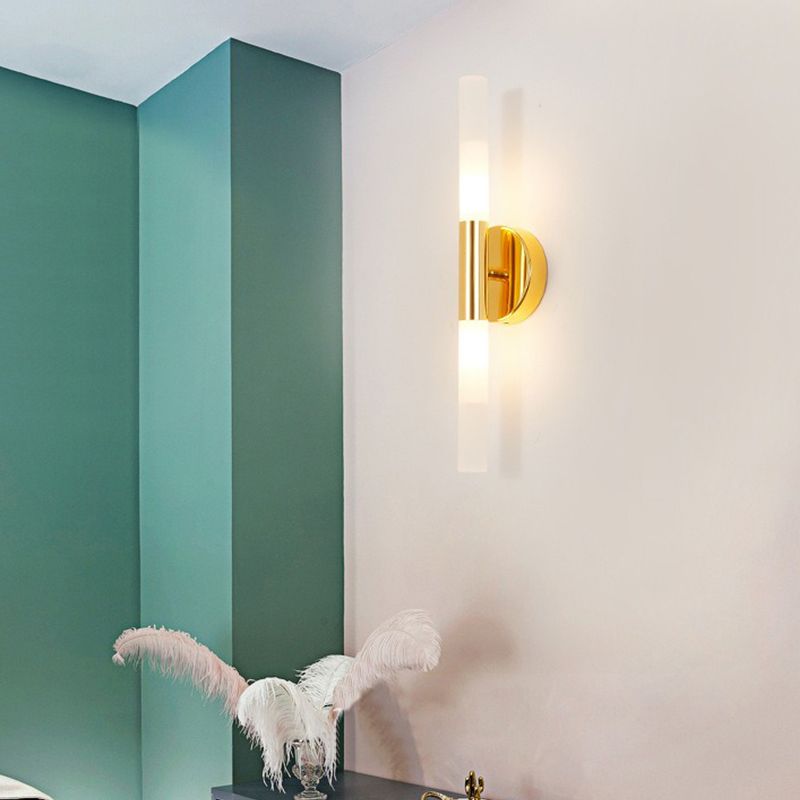 Metal Straight Wall Lamp Modern Style 2 Lights LED Mirror Light for Bathroom