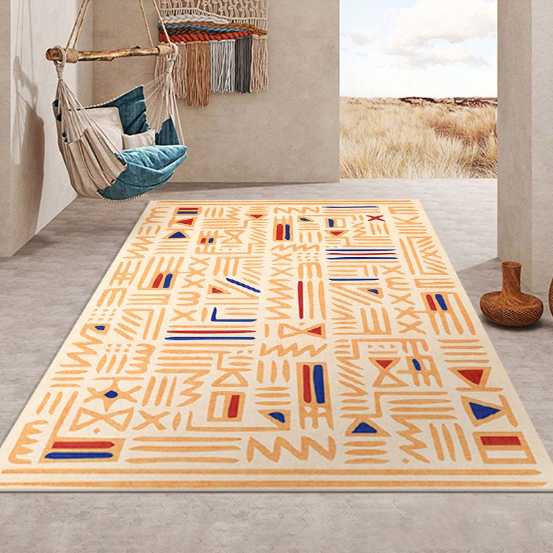 Modern Orange Carpet Pattern Polyester Carpet Washable Carpet for Drawing Room
