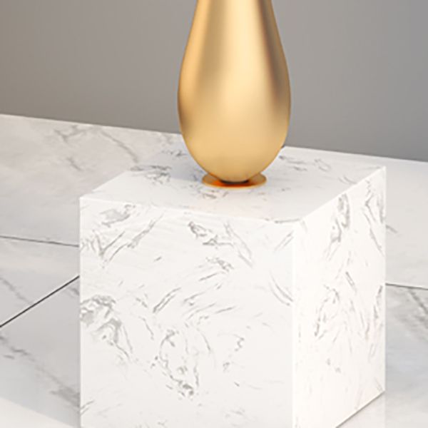 Contemporary Stone Top End Table 23.62" Tall Pedestal Side Table