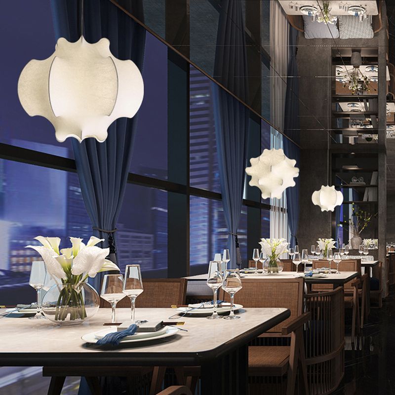 Stretch Silk Fabric Lantern Shade Pendant Light Style moderne MODERNE 3 LIGHTS ÉCLAIRAGE SUSPENSION POUR RABLÈME