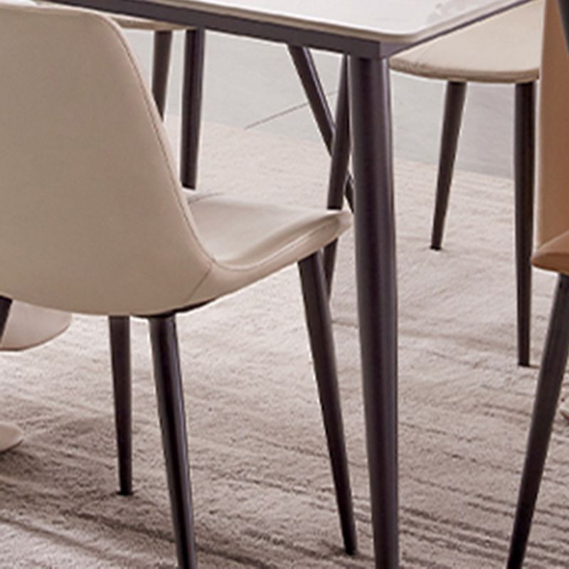 Modern Rectangle Dining Table for Home White Dinette Table with 4 Legs