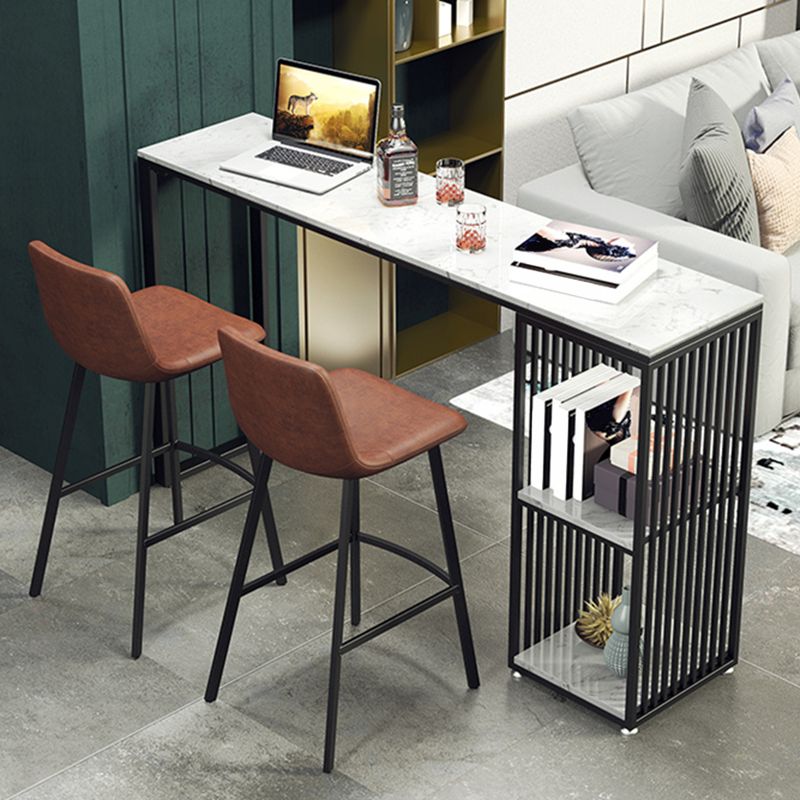 Glam Rectangle Bistro Set 1/3/4 Pieces Marble Pub Table with Solid Back Stools