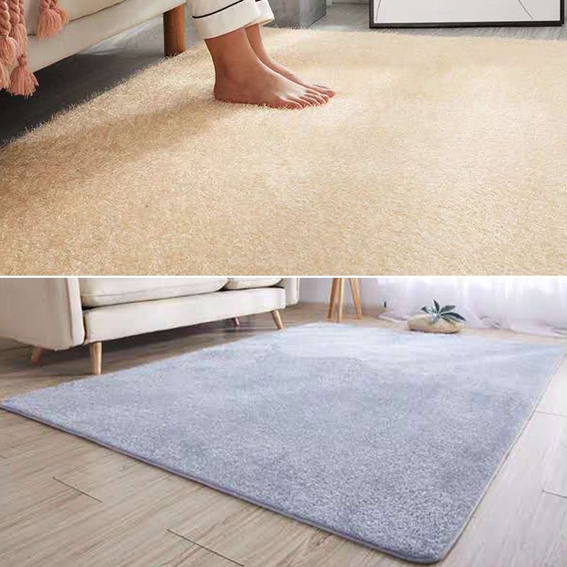 Casual Red Rug Polyester Pure Color Rug Tear Resistant Rug for Living Room