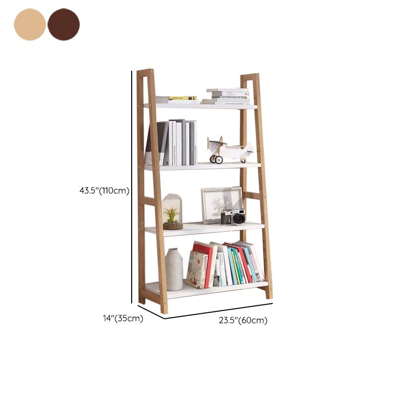 Modern Ladder Vertical Bookshelf Open Wooden Shelf Bookcase for Study Room
