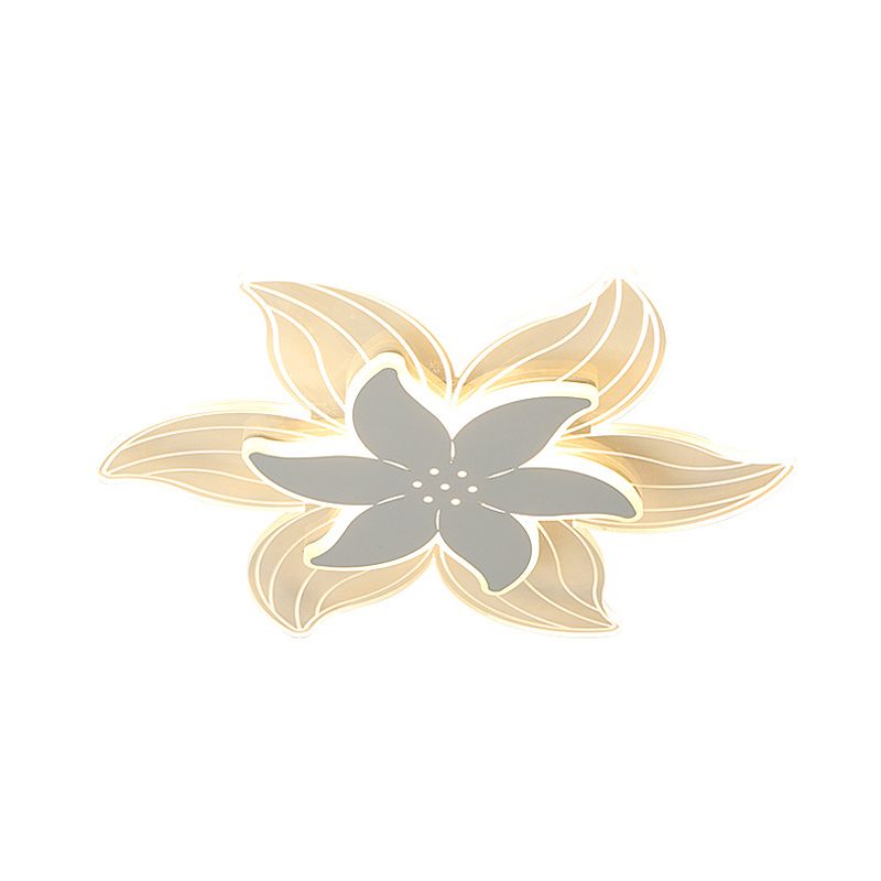 Ultrathin 2-Tier Petal Acrylic Flushmount Minimalist White LED Ceiling Flush Mount Light for Bedroom