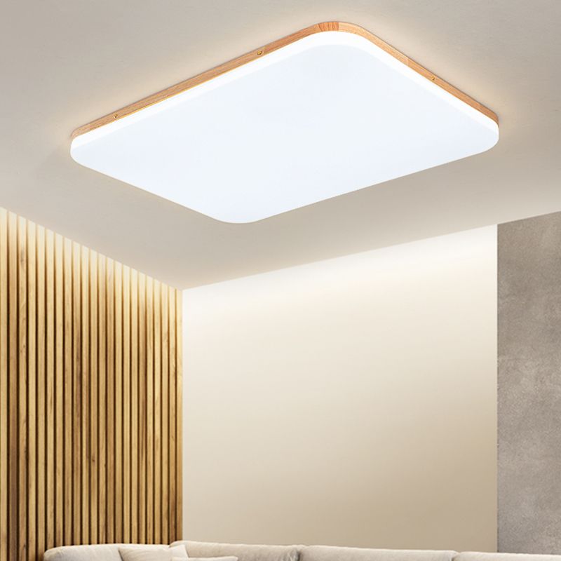 Wooden Flush Mounted Ceiling Lights LED Flush Mount Light with Acrylic Shade