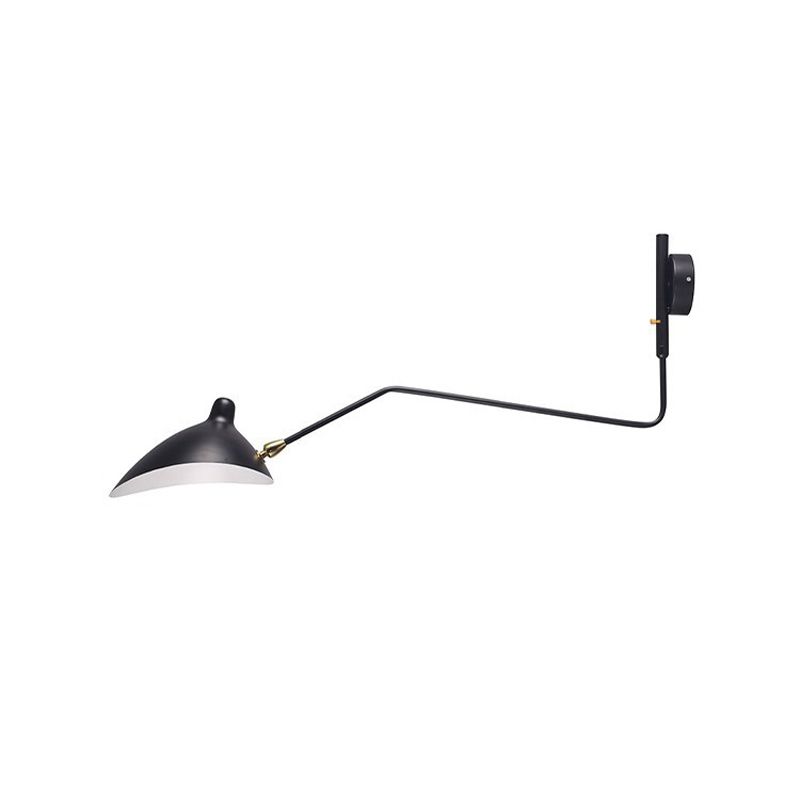 Contemporary Armed Wall Light Sconce Metal 1-Light Flush Mount Wall Sconce