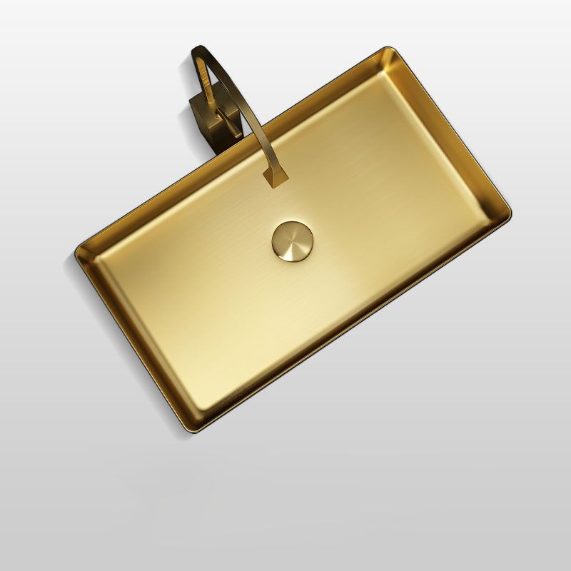 Contemporary Bathroom Sink Metal Rectangular Vessel Bathroom Sink with Pop-Up Drain