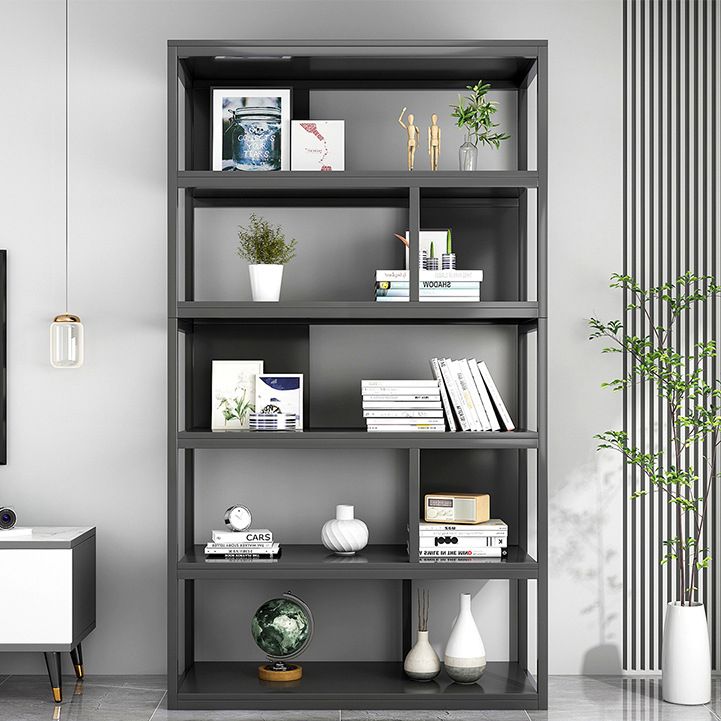 Vertical Metal Frame Etagere Bookshelf Manufactured Wood Shelf Bookcase for Living Room