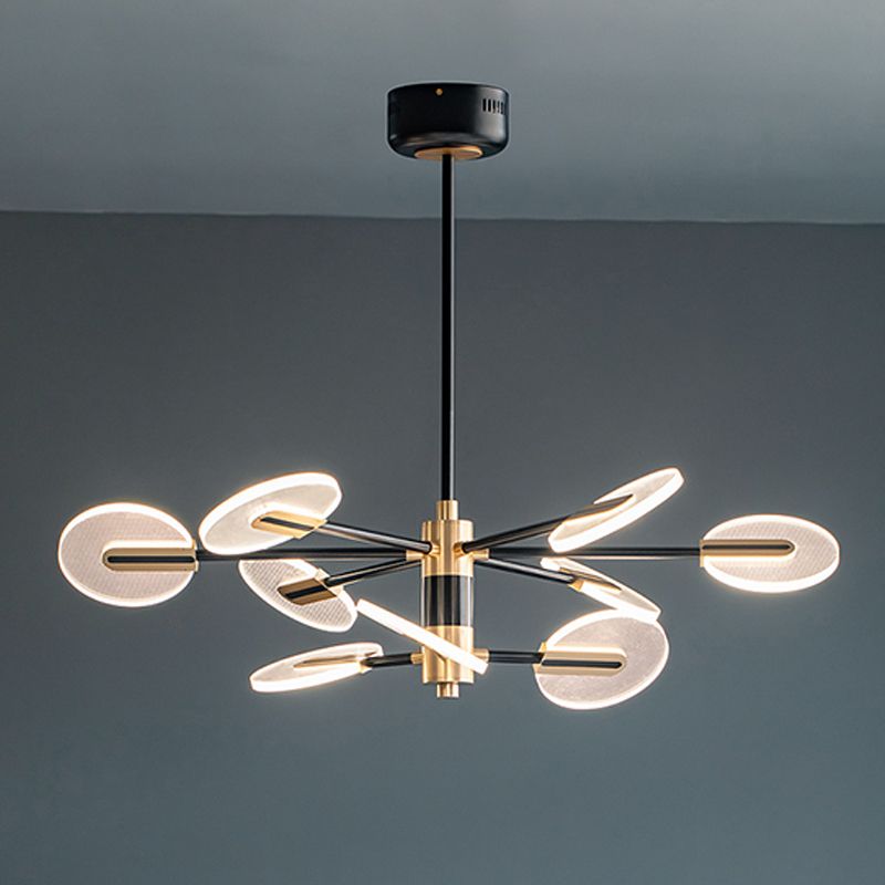 Black Acrylic Pendant Light Sputnik Modern LED Hanging Light for Living Room