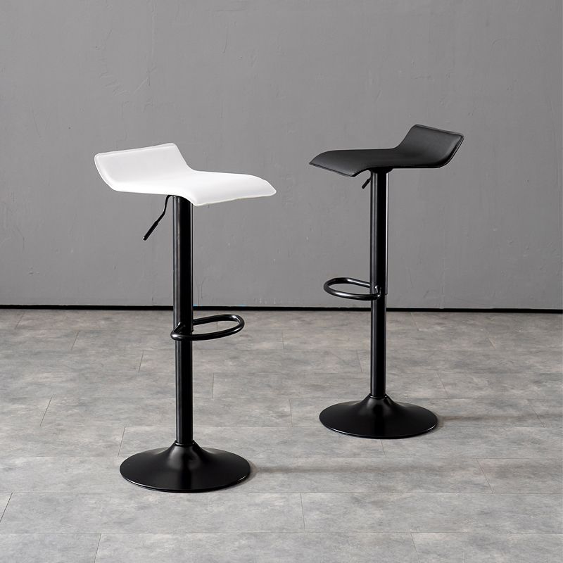 Modern Adjustable Swivel Bar Stool Footrest Low Back Faux Leather Bar Stool