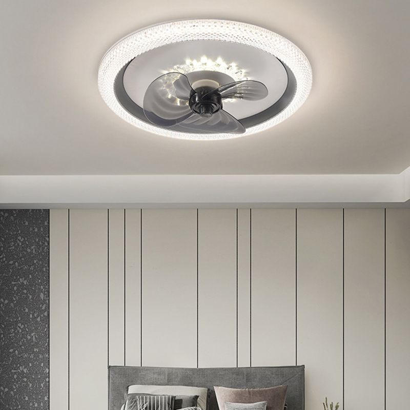 3-Blade Ceiling Fan Children Polish Finish LED Fan with Light for Foyer