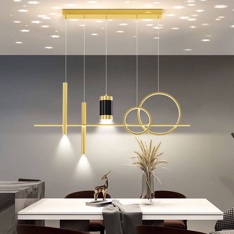 Contemporary Style Linear Shape Island Lighting Ideas Metal Island Pendants