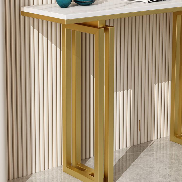 Glam Rectangle Console Accent Table Antique Finish Console Sofa Table in Stone