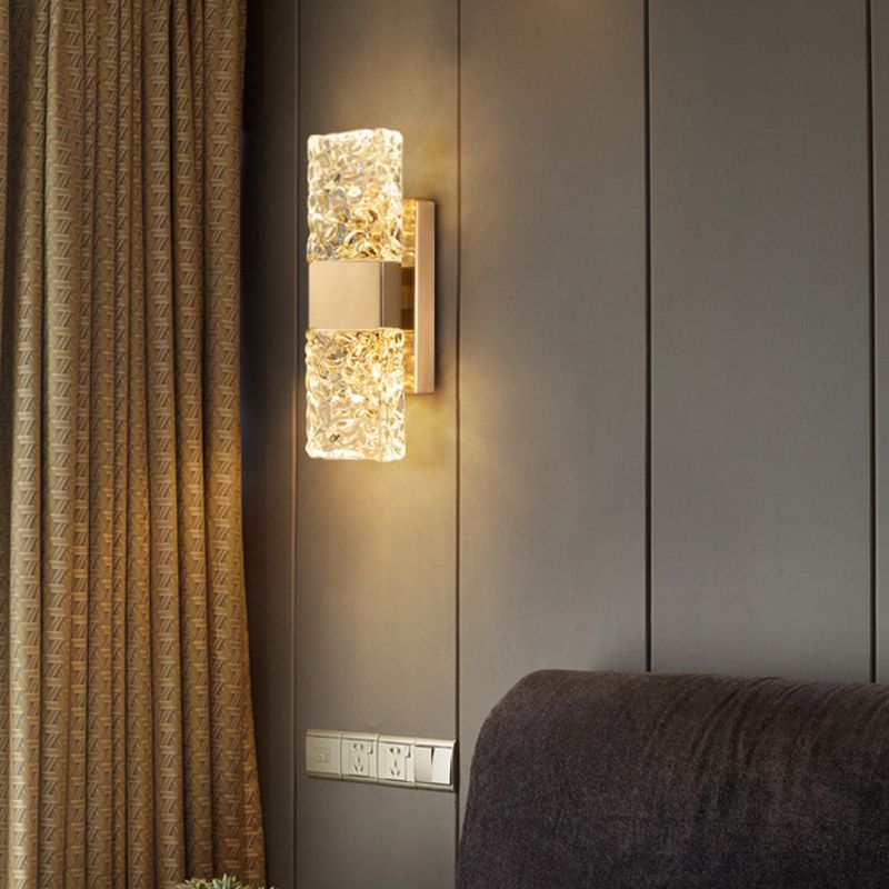 Rectangular LED Wall Sconce Post-Modern Wall Light Fixture with Crystal for Bedroom