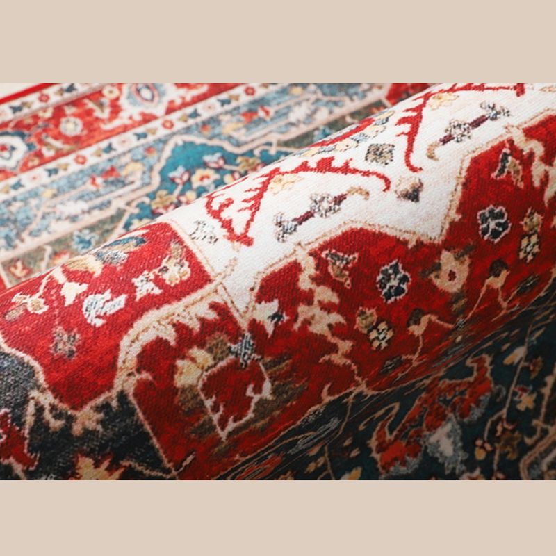 Wunderschöner, mit Blumenmuster bedruckter, mehrfarbiger, zeitgenössischer Teppich mit rutschfester Rückseite für die Inneneinrichtung