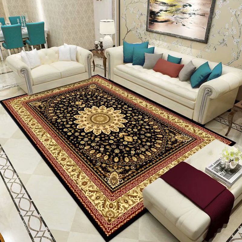 Moroccan Paisley Pattern Carpet Polyester Indoor Rug Pet Friendly Area Rug for Living Room