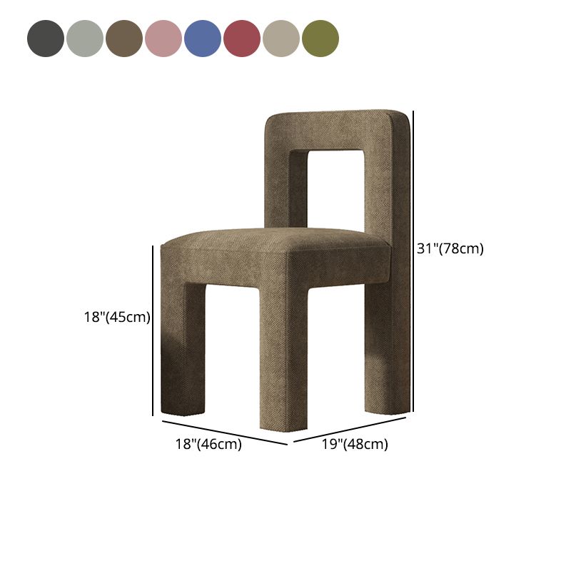 Silla lateral de comedor moderna, silla sin brazos con respaldo abierto de tela de lino con acabado mate