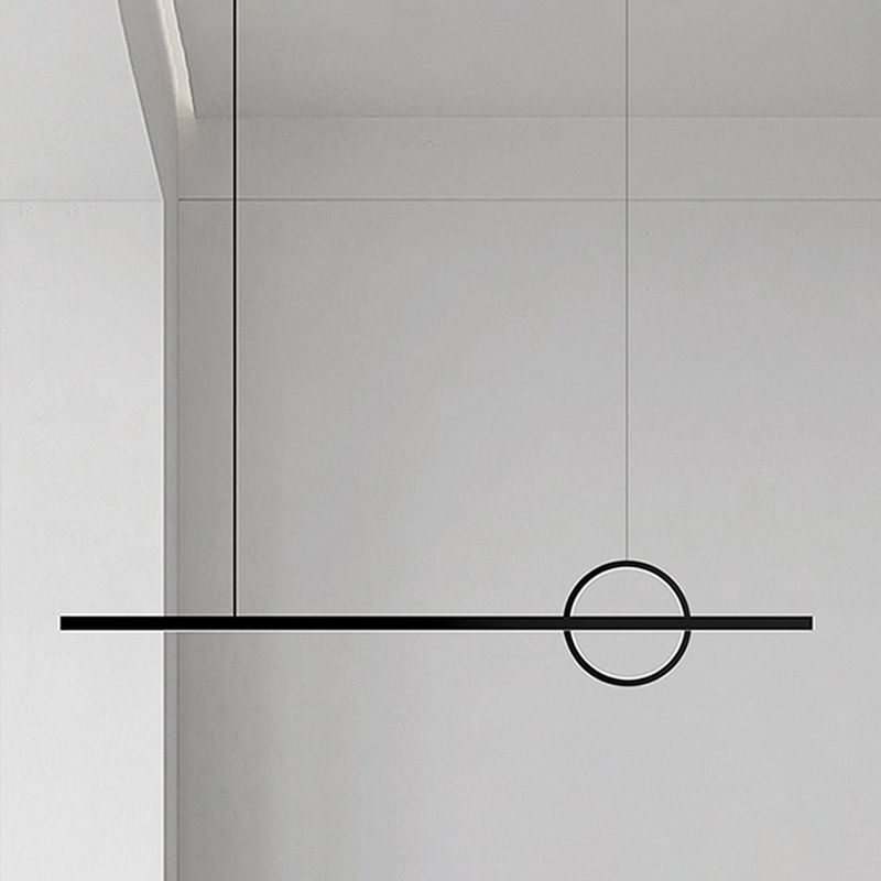 Minimalism Hanging Light Linear Island Light Fixture in Black for Dining Room