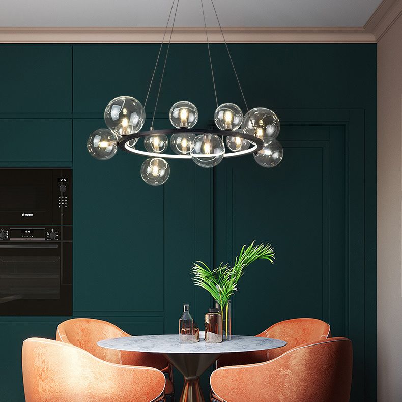 Globe Chandelier Light Fixture Modern Clear Glass Pendant Lighting for Restaurant