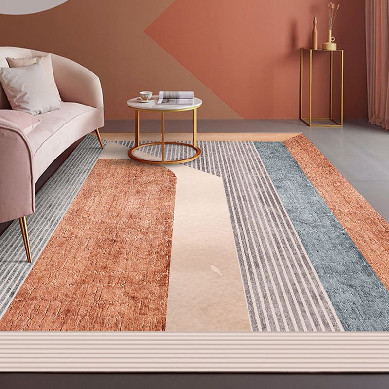 Nordic Color Block Carpet Polyster Indoor Rug Stain Resistant Area Carpet for Living Room