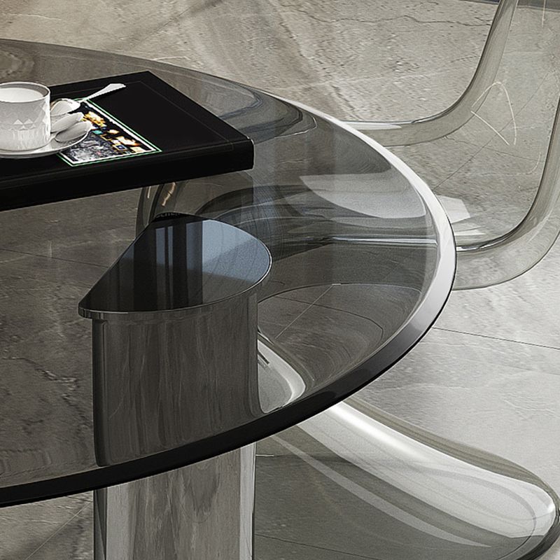 Contemporary Dining Table Round Tempered Glass Top Dinner Table for Home Kitchen Dinner
