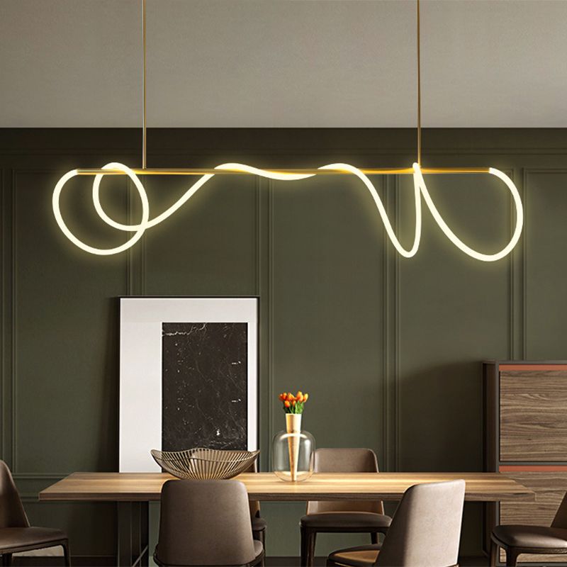 Post-modern Winding Lighting Hose Island Suspension Lamp 31.5" Length Minimalist Line Light for Living Room