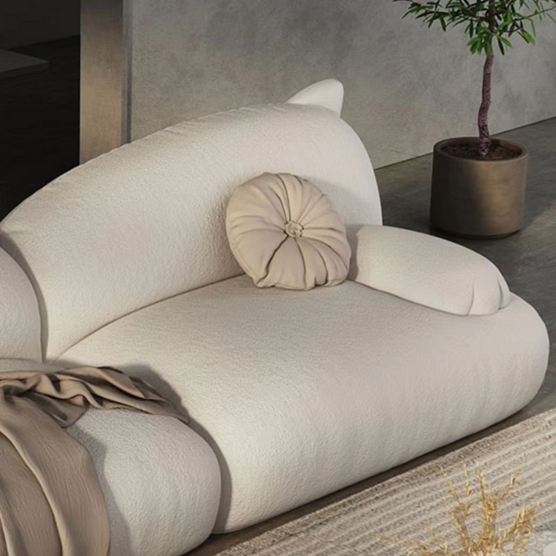 Modernism Cream Cat-Shaped Sofa Pillow Top Arm Wool Sofa - 39.37" D