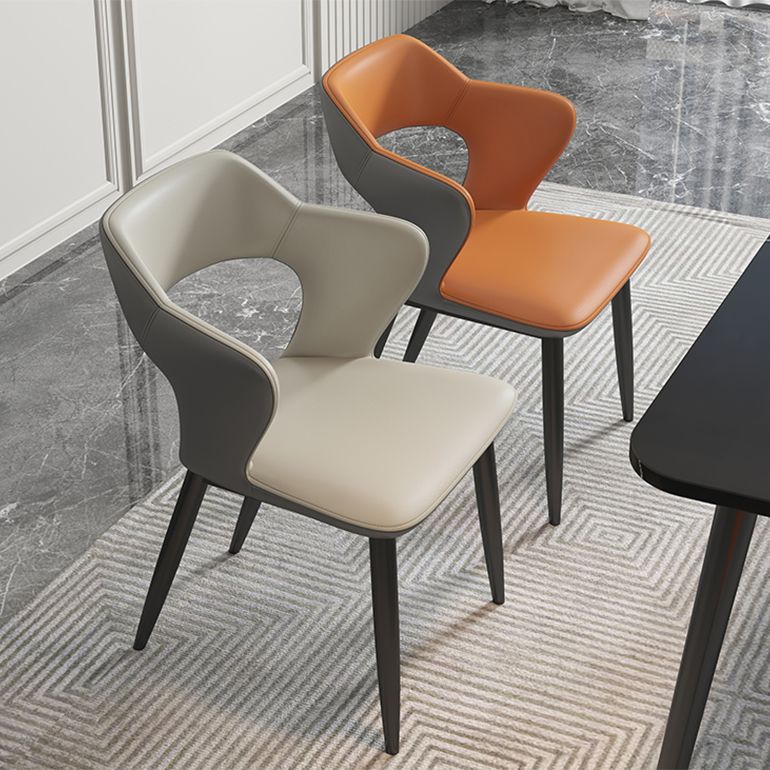 Chaises de salle à manger en métal de style moderne, chaise latérale à bras arrière ouvert pour la cuisine