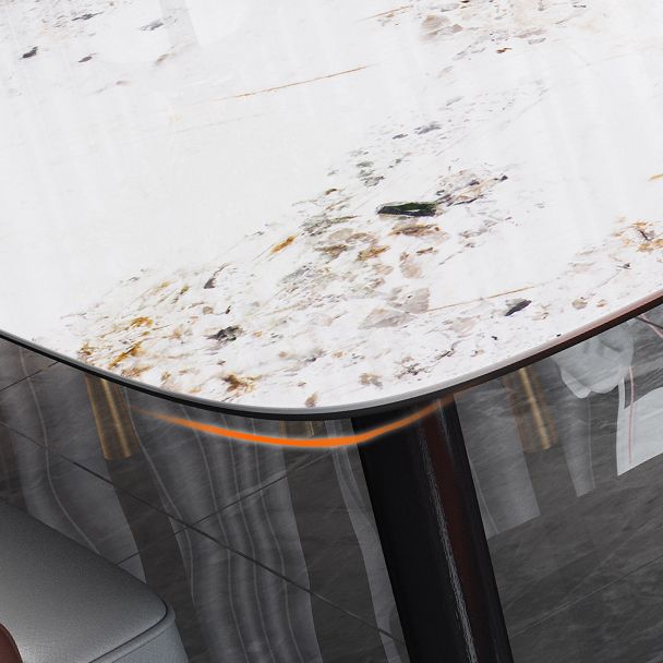 Traditional Luxury Stone Dining Table Rectangle Tripod Base Dining Table