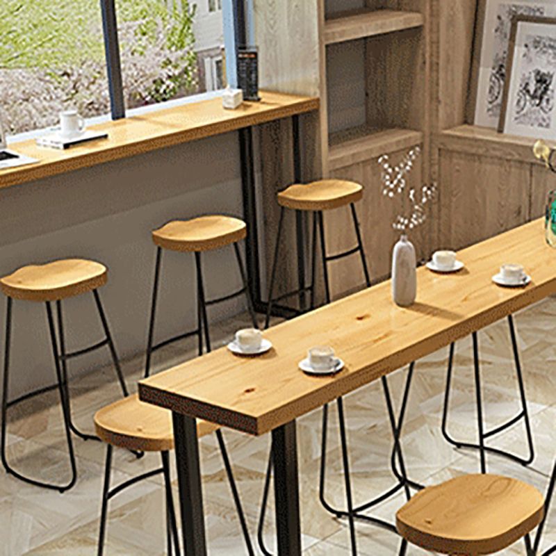 Natural Solid Wood Bar Table Sled Base Dining Table for Kitchen Living Room Coffee Room