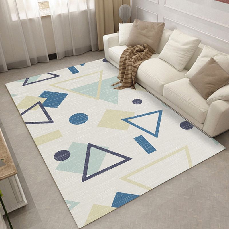 Trendy Geometry Pattern Rug Contemporary Polyester Area Carpet Washable Rug for Home Decoration