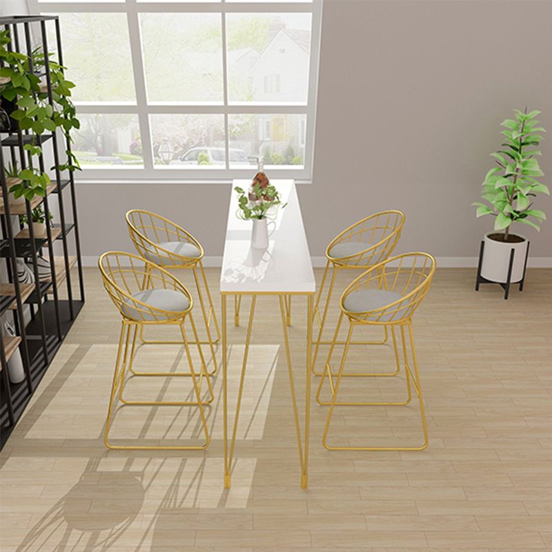 Glam Style Rectangle Bar Table Solid Wood Bar Dining Table with 4 Legs