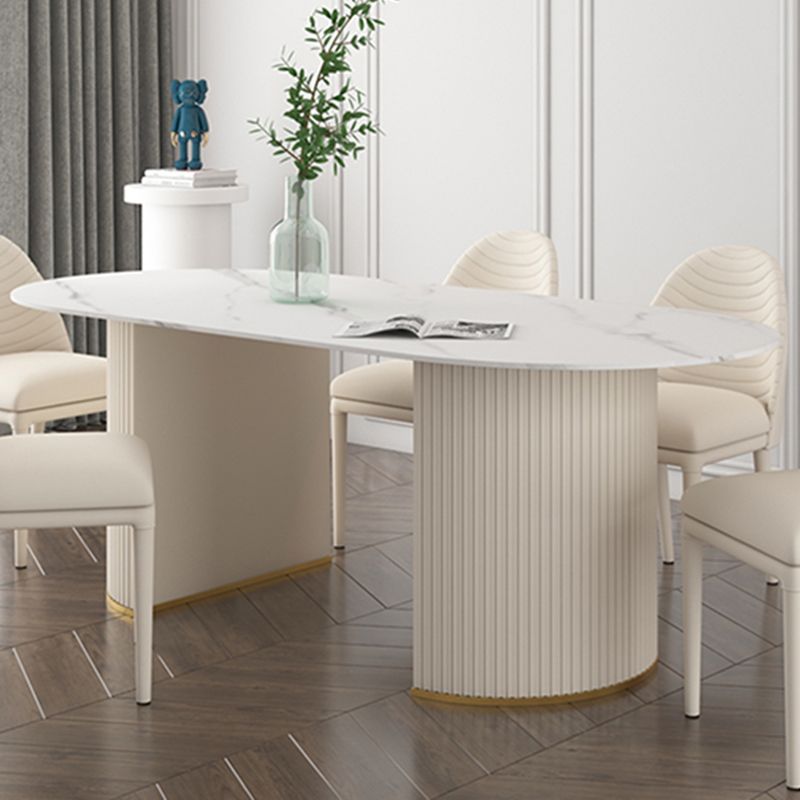 Metal Modern Oval Dining Table Sintered Stone Table for Dining Room and Kitchen