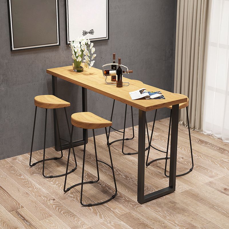 Industrial Rectangle Wooden Bar Table Set 1/4/5 Pieces Counter Table with Backless Stools