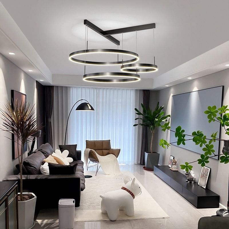 Luz de lámpara LED de estilo moderno de lámpara de lámpara de aluminio múltiples niveles de suspensión Luz