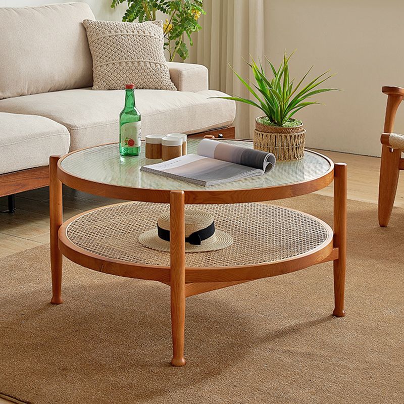 Tropical Coffee Cocktail Table Storage Solid Wood Coffee Table