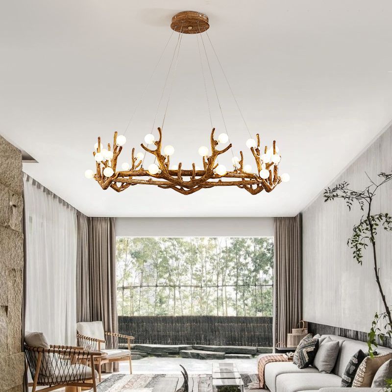 Deer Antler Wood Chandelier Light Fixture Rustic Dining Room Chandelier Pendant Light